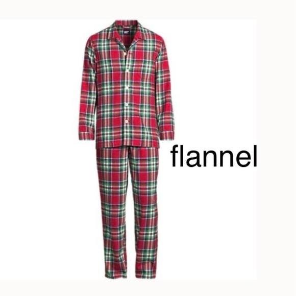 LANDSEND Men's 2 Piece 100% Cotton Flannel Pajama Set, Shirt and Pants - Picture 1 of 1